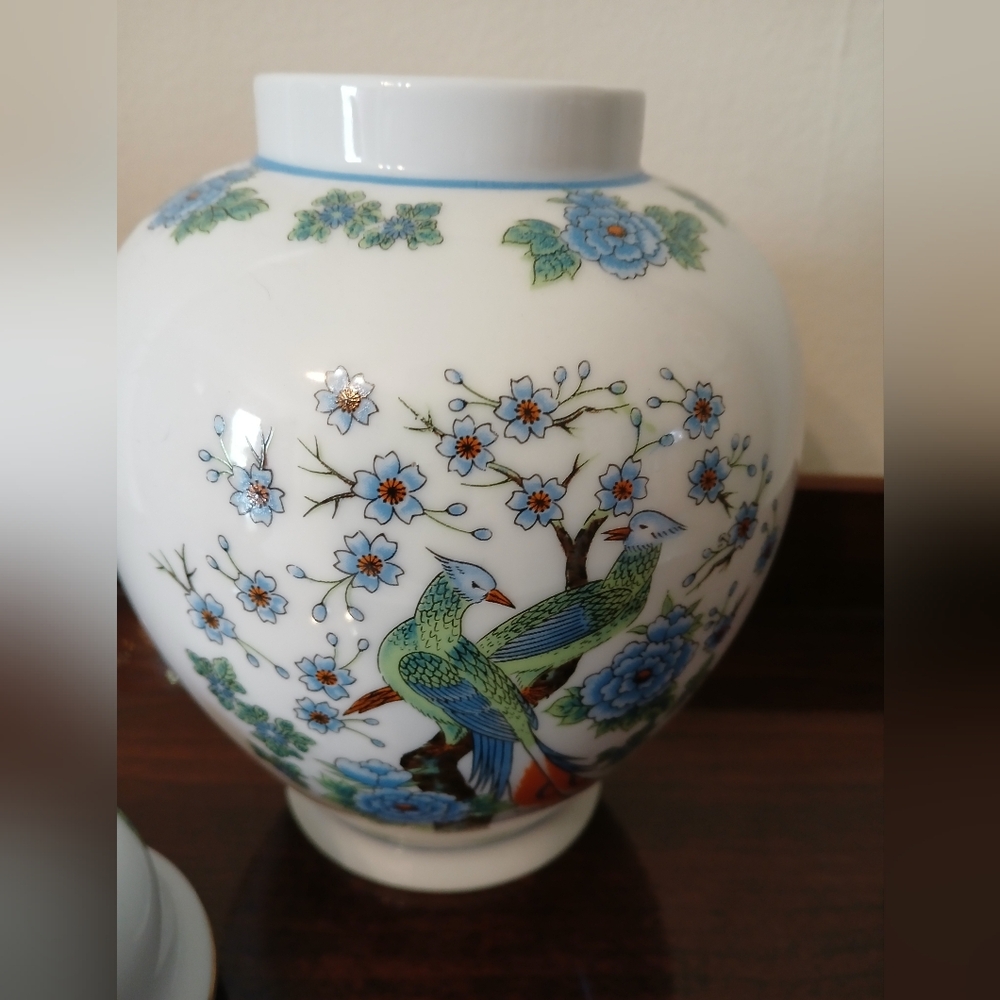 Floral and Bird Design Vase